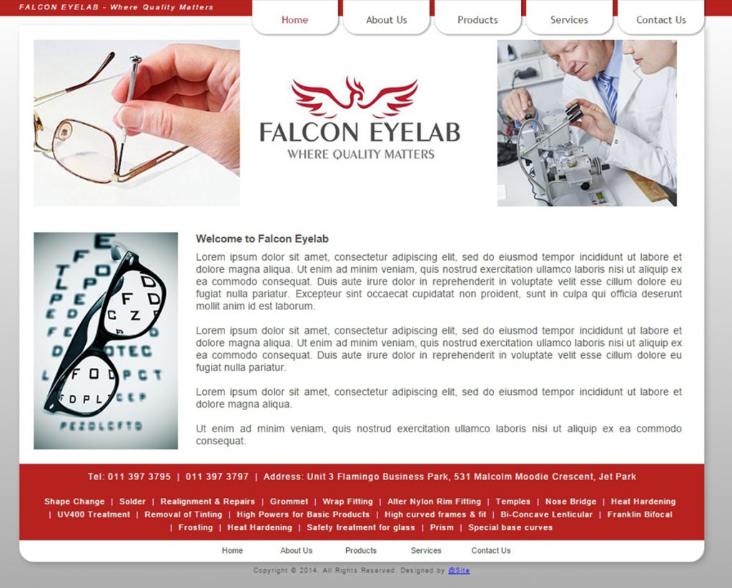 website design for falcon eyelab
