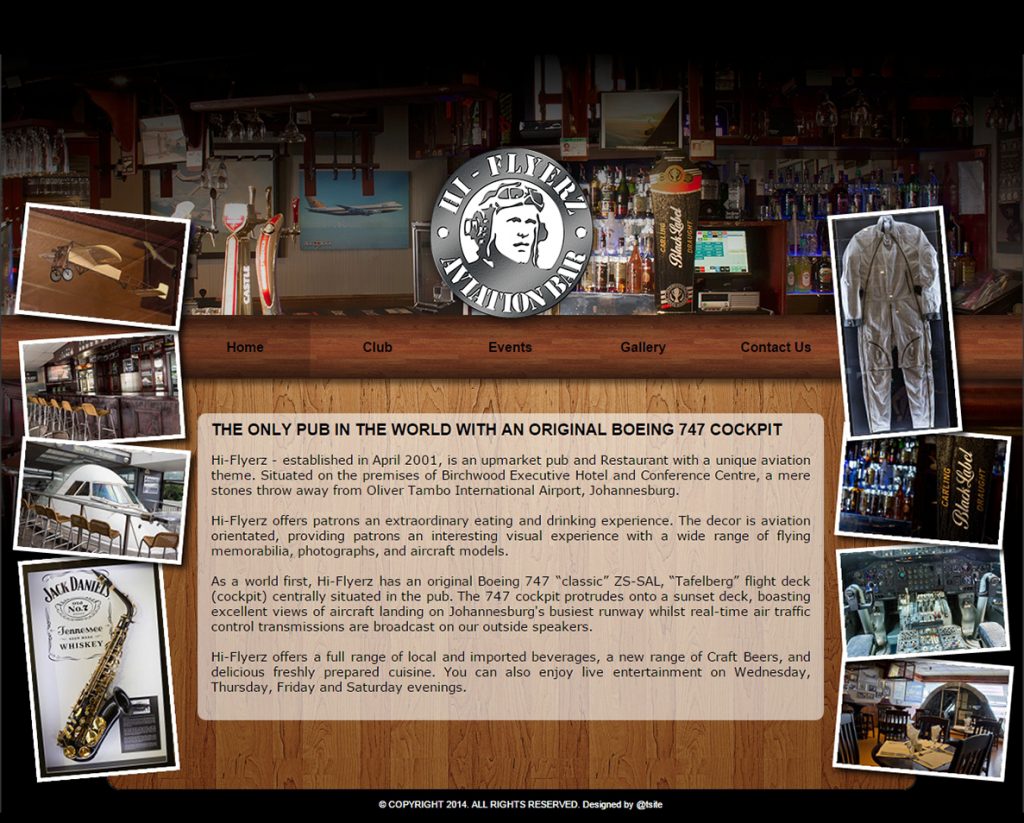 website design for hiflyerz bar