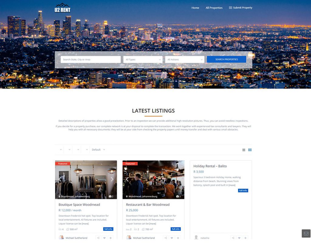 website design for u2 rent